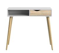 Florence Single Drawer Single Shelf White and Oak Console Table - Size: 43.5 x 103 x 89.8cm - Furniture to Go - Wilko