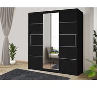 OSLO 150cm Modern white Sliding Bedroom Wardrobe with Mirror & Drawers RAC3 Black One Size