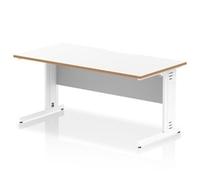Oslo 1600 x 800 Scalloped Desk White Wood Edge White Cable Managed Leg