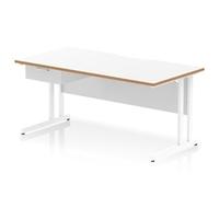 Oslo 1600 x 800 Scalloped Desk White Wood Edge White Cantilever 1D Ped