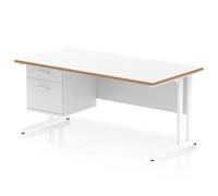 Oslo 1600 x 800 Scalloped Desk White Wood Edge White Cantilever 2D Ped