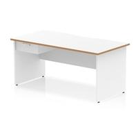 Oslo 1600 x 800 Scalloped Desk White Wood Edge White Panel End 1D Ped