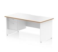 Oslo 1600 x 800 Scalloped Desk White Wood Edge White Panel End 2D Ped