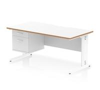 Oslo 1600 x 800mm Scalloped Desk White Wood Edge White CM Leg 2D Ped