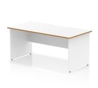 Oslo 1600 x 800mm Scalloped Desk White Wood Edge White Panel End