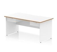 Oslo 1600x800 Scalloped Desk White Wood Edge White Panel End 2x1D Ped