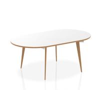 Oslo 1800mm Oval Boardroom Table White Top Natural Wood Edge White Frame