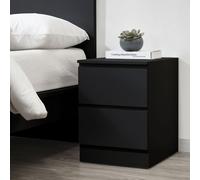 Oslo - 2 Drawer Bedside Table - Black - Wooden - Happy Beds