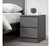 Oslo - 2 Drawer Bedside Table - Grey - Wooden - Happy Beds
