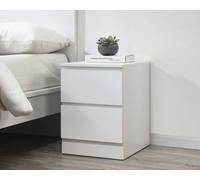 Oslo - 2 Drawer Bedside Table - White - Wooden - Happy Beds