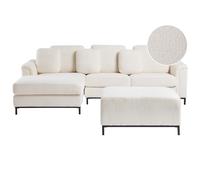 Beliani Right Hand Boucle Corner Sofa With Ottoman White Oslo, White