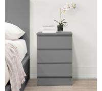 Oslo - 3 Drawer Bedside Table - Grey - Wooden - Happy Beds