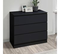 Oslo - 3 Drawer Chest of Drawers - Black - Wooden - Happy Beds