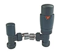 Oslo Anthracite TRV Angled Designer TRV Thermostatic Radiator & Towel Rail Valve Radiator Towel Heater Valve