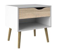 Oslo Bedside 1 Drawer In White And Oak