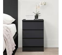 Oslo Black 3 Drawer Bedside Cabinet