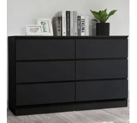 Oslo Black 6 Drawer Wide Chest