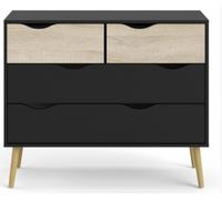Oslo Black and Oak Effect 4 Drawer Chest