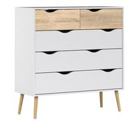 Oslo Chest Of 5 Drawers In White And Oak