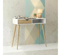 Oslo Console Table - 1 Drawer - White and Oak