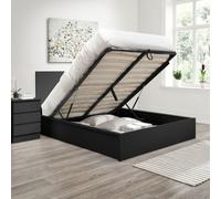 Oslo - Double - Ottoman Storage Bed - Black - Wooden - 4ft6 - Happy Beds