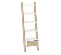 Furniture To Go Oslo Leaning Bookcase 1 Drawer In White And Oak Effect, White