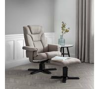 Oslo Linen Heated Massage Reclining Chair & Stool Grey