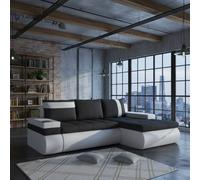 Oslo Mini Living Room Corner Sofa Bed With Storage Hr Foam Wave Springs Wooden Frame 245X182X90Cm Black And White Right