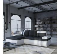 Oslo Mini Living Room Corner Sofa Bed With Storage Hr Foam Wave Springs Wooden Frame 245X182X90Cm Black And White Left