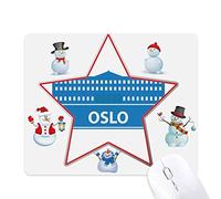 Oslo Norway Blue Landmark Pattern Christmas Snowman Family Star Mouse Pad