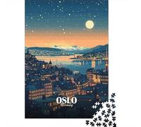 Oslo Norway Cityscape at Night 52x38cm 1000pcs Jigsaw Puzzle, 1000 Piece