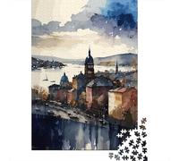 Oslo Norway Painting City 52x38cm 1000pcs Jigsaw Puzzle, 1000 Piece