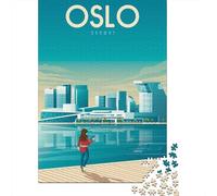 Oslo Norway Travel Poster 1000 Piece Jigsaw, Festive Gift, 70x50cm/1000pcs