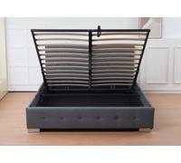 Outdoor Living (NW) Ltd The Oslo Grey Linen Tufted Ottoman Bed Frame - King