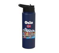Oslo Trip Souvenir Norway Vacation Lover Norwegian Flag Stainless Steel Insulated Water Bottle