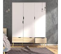 Oslo Wardrobe - 3 Door - 3 Drawer - White and Oak