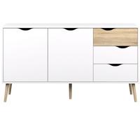 Oslo White and Oak Effect 2 Door Medium Sideboard