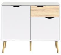 Oslo White and Oak Effect 2 Door Small Sideboard