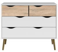 Oslo White and Oak Effect 4 Drawer Chest