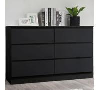 Oslo Wide Chest - 6 Drawer - Black
