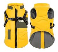 Oslueidy Dog Winter Jackets,Warm Dogs Coats Dogs Clothes Reflective Doggie Apparel Waterproof Puppy Cold Weather Vest with Dog Harness for Small Medium Dogs