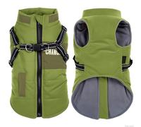 Oslueidy Dog Winter Jackets,Warm Dogs Coats Dogs Clothes Reflective Doggie Apparel Waterproof Puppy Cold Weather Vest with Dog Harness for Small Medium Dogs Pets