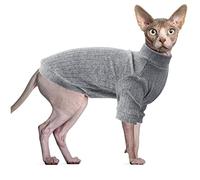 Oslueidy Sphynx Cat Clothes, Hairless Cat Vest Turtleneck Sweater, Kitten Puppy Pullover Shirt with Sleeves, Cat Pajamas Jumper for Sphynx, Cornish Rex, Devon Rex, Peterbald