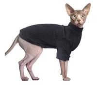 Oslueidy Sphynx Cat Clothes, Hairless Cat Vest Turtleneck Sweater, Kitten Puppy Pullover Shirt with Sleeves Cats Pajamas Jumper for Sphynx, Cornish Rex, Devon Rex, Peterbald