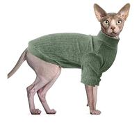 Oslueidy Sphynx Cat Clothes, Hairless Cat Vest Turtleneck Sweater, Kitten Puppy Pullover Shirt with Sleeves, Cat Pajamas Jumper for Sphynx, Cornish Rex, Devon Rex, Peterbald