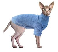 Oslueidy Sphynx Cat Clothes, Hairless Cat Vest Turtleneck Sweater, Kitten Puppy Pullover Shirt with Sleeves, Cat Pajamas Jumper for Sphynx, Cornish Rex, Devon Rex, Peterbald