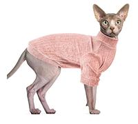 Oslueidy Sphynx Cat Clothes, Hairless Cat Vest Turtleneck Sweater, Kitten Puppy Pullover Shirt with Sleeves, Cat Pajamas Jumper for Sphynx, Cornish Rex, Devon Rex, Peterbald