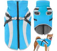 Oslueidy Waterproof Dog Coat with Harness,Winter Warm Jacket Windproof Pet Clothes Snowsuit Dog Jackets for Small Medium Large Dogs XL-6XL