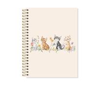 OSLYSOF Cute Floral Cat Spiral Notebook, Cat Lover Gifts Office Supplies, Cute Kitty Kitten Notebooks for Note Taking, Pet Lover Gifts Journal, 5.5x8.3 Inch with 164 Pages