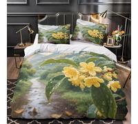Osmanthus Double Bed Duvet Cover Sets 3D Printed Pastoral Flowers Bedding Set Soft Brushed Microfiber Quilt Cover 200x200 cm with Zipper Closure for Teens and Adults with 2 Pillowcases d-1760
